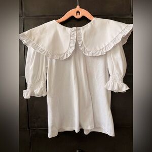 La Coqueta Classic White Ruffled Peter Pan Collar Short sleeve top “Nolina” NWT